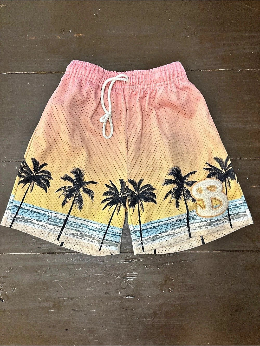 BKTSQD Sunset Beach Shorts Boys YXL Pink & Yellow